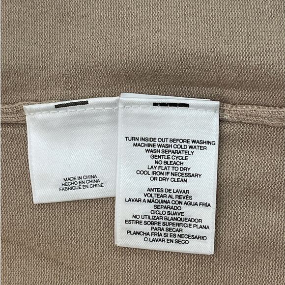 Anne Klein Tan Mock Neck Sweater Gold Button Detail Side Slits Large - Picture 4 of 10